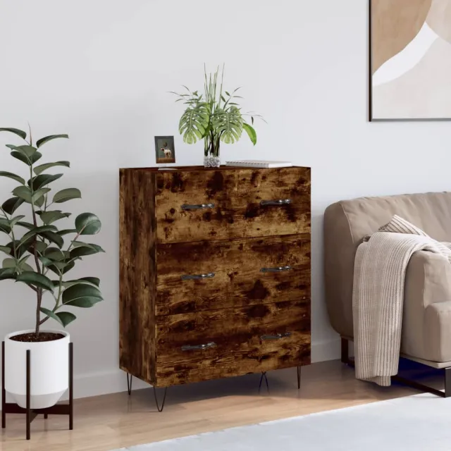 vidaXL Dressoir 69,5x34x90 cm bewerkt hout gerookt eikenkleurig, foto 2