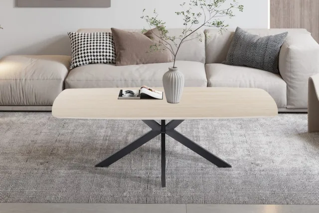 Rousseau Salontafel 'Apollo' 130 cm Deens Ovaal Steen Baroque beige mat - imitatie marmer