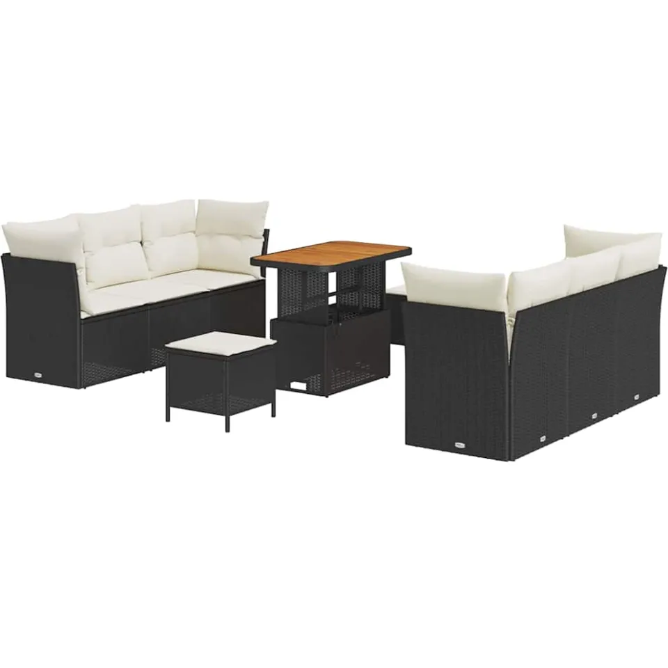 vidaXL Tuin Sofa Set 9 st Zwart poly rattan