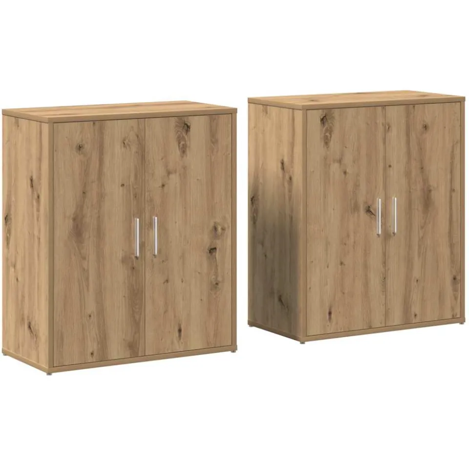 vidaXL Dressoir 2 st Artisan Eiken 60 x 31 x 70 cm Bewerkt hout, foto 3