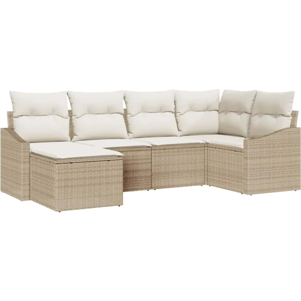 vidaXL Tuin Eetset 6 st Beige en Crème