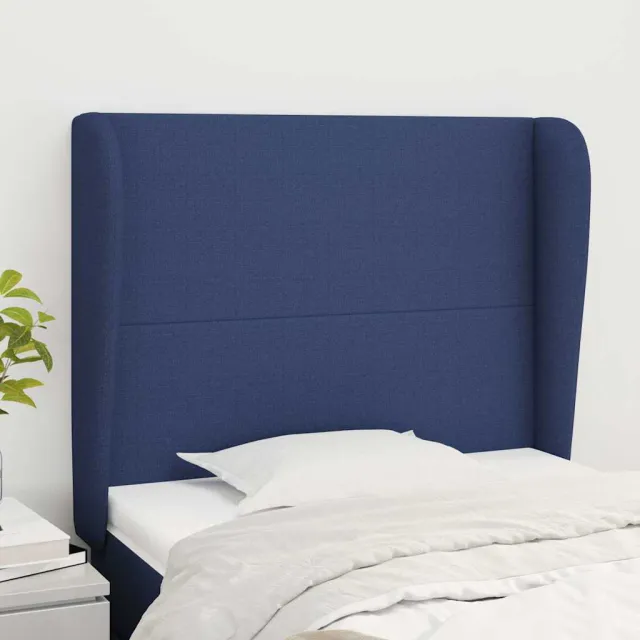 vidaXL Hoofdbord met randen 83x23x118/128 cm stof blauw
