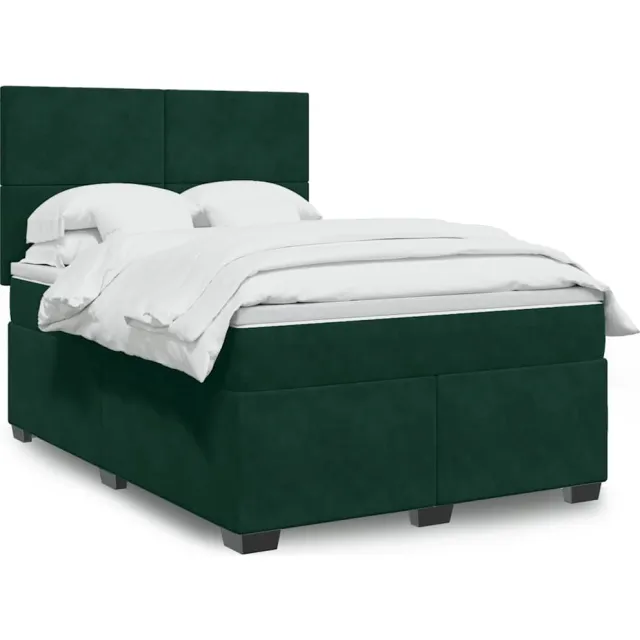 vidaXL Boxspring met matras fluweel donkergroen 160x200 cm groen