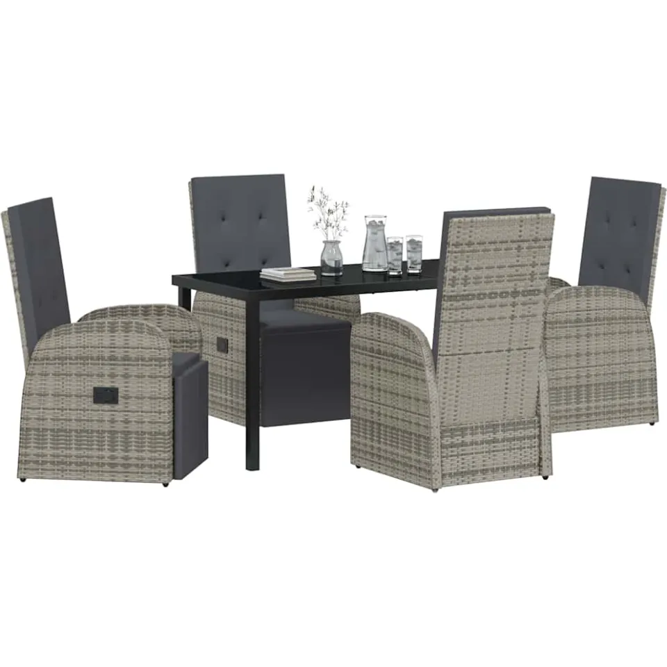 vidaXL Tuin eettafelset 5 st Grijs poly rattan