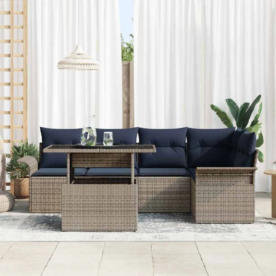 vidaXL Tuin Sofa Set 6 st Grijs [Synthetisch]: Poly Rattan, foto 3