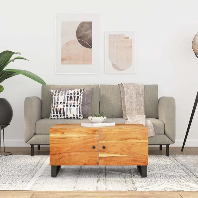 vidaXL Salontafel 80x50x40 cm massief acaciahout en bewerkt hout Bruin