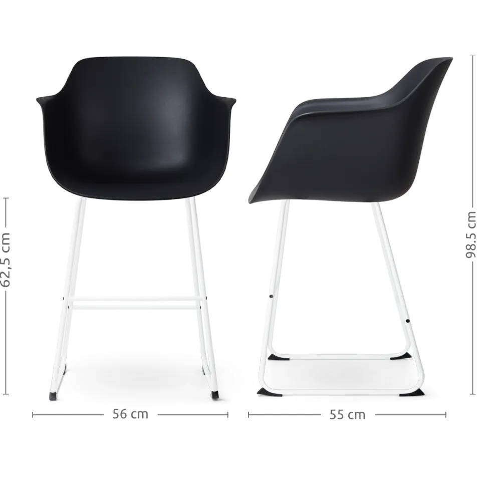 Nolon Nino-Puk barkruk zwart - wit onderstel - 65 cm