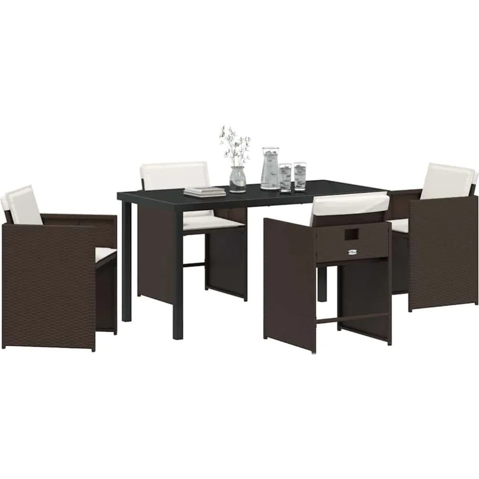 vidaXL Tuin eettafelset 5 st Bruin poly rattan