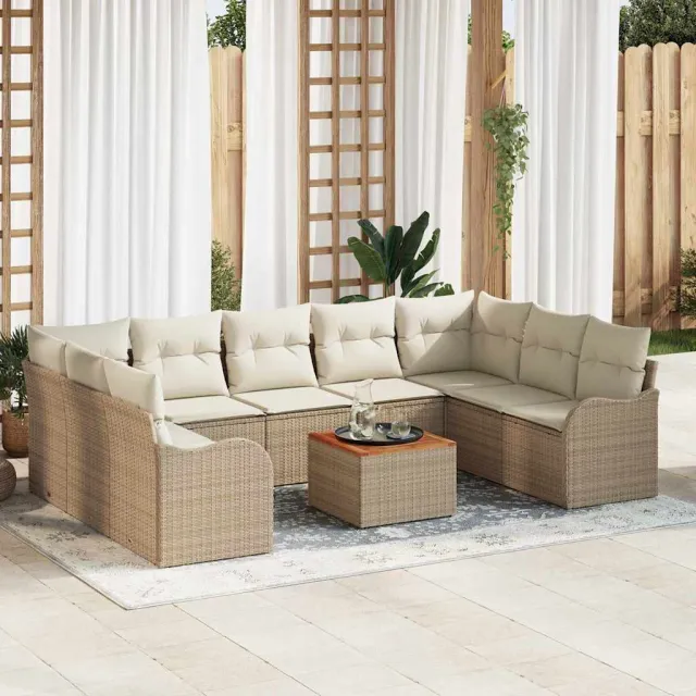vidaXL Tuinbankenset 10 st Beige poly rattan