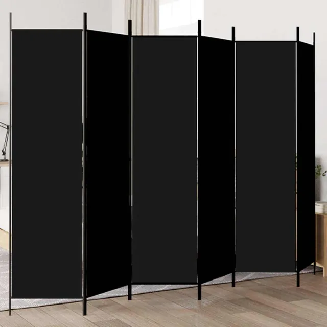 vidaXL Kamerscherm met 6 panelen 300x200 cm stof zwart, foto 2