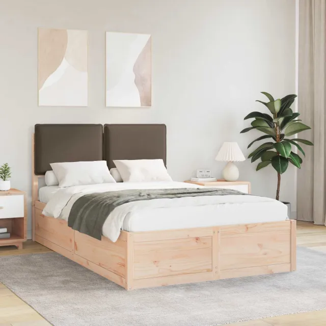 vidaXL Bedframe met Gevoerd Hoofdgedeelte Taupe 120 x 190 cm