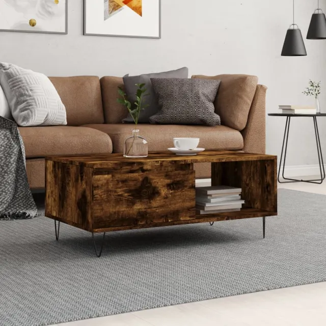 vidaXL Salontafel 90x50x36,5 cm bewerkt hout gerookt eikenkleurig, foto 2