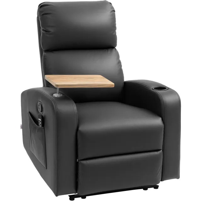 Homona Massagefauteuil - Met 8 vibratiepunten en voetensteun - Met klaptafel en bekerhouder - 77 x 93 x 105 cm - Zwart