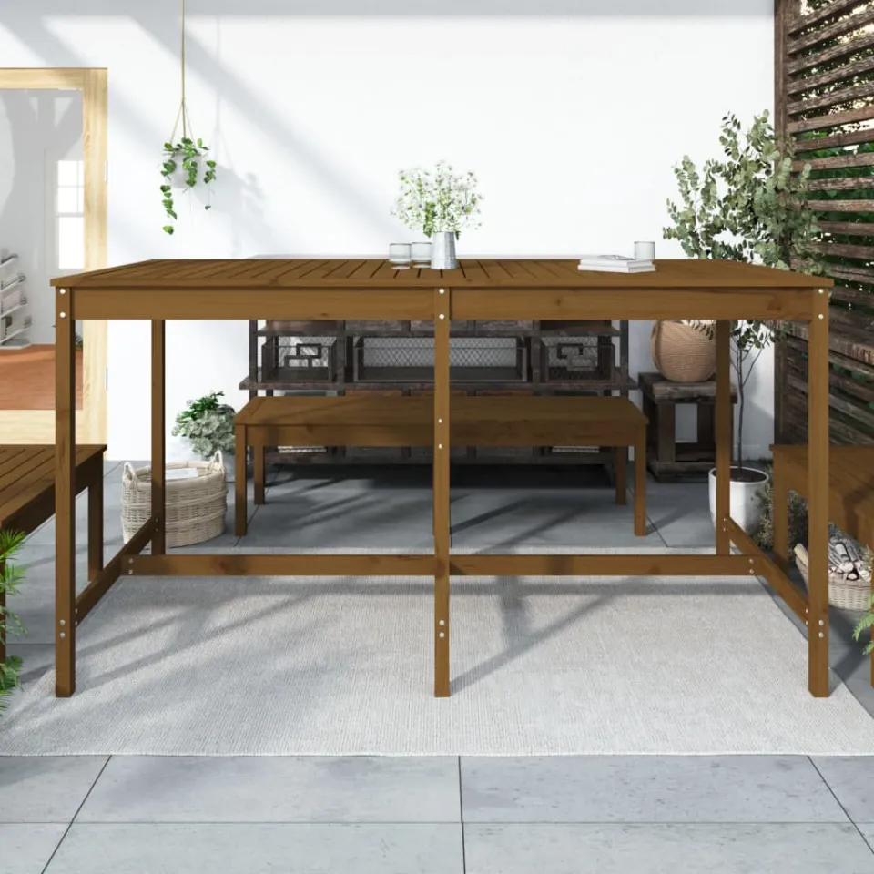 vidaXL Tuintafel 203,5x90x110 cm massief grenenhout honingbruin bruin, foto 3