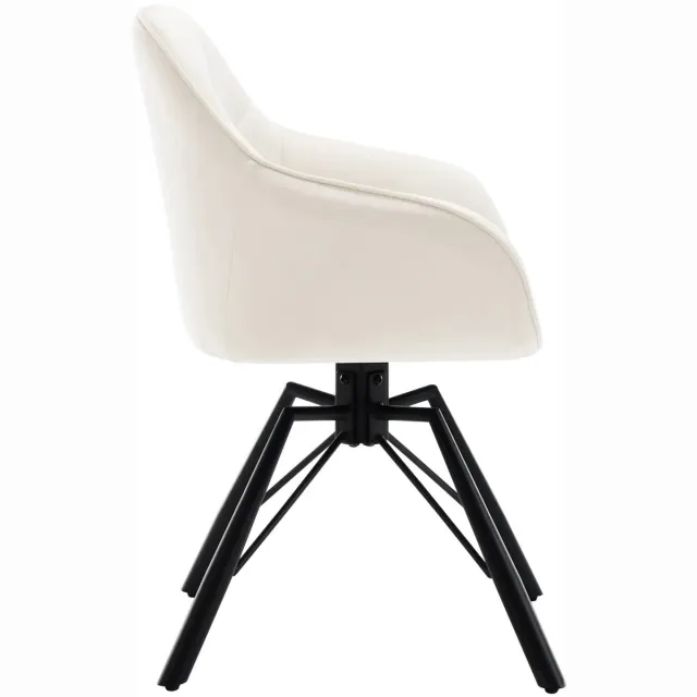 Klarven Eetkamerstoel Fluweel crème - Eetkamerstoel Draaibaar - Eetkamerstoelen Draaibaar - Eetkamerstoel Met Armleuning - Dining Chair - 360 Graden Draaibaar, Verstelbare Zithoogte - B58,5xd54,5xh82,5cm