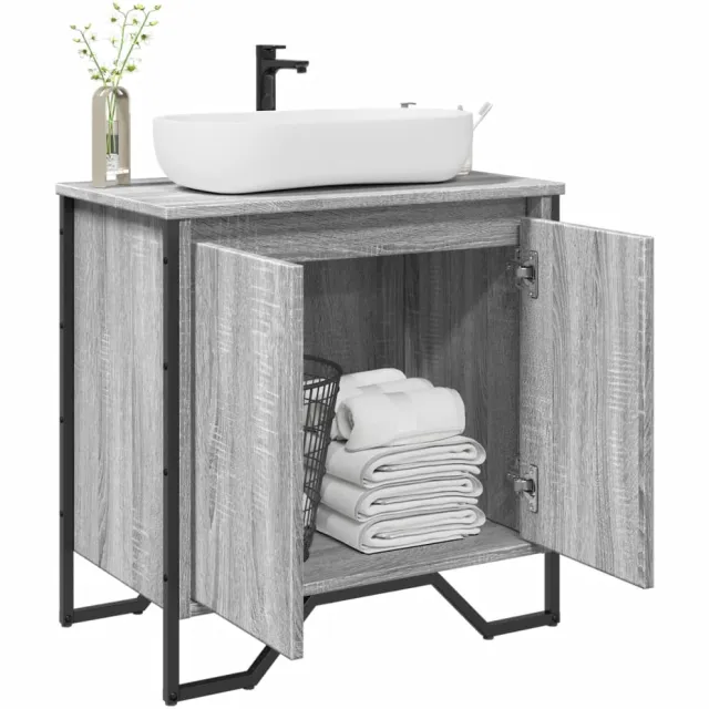 vidaXL Wastafelkast 60x35x60 cm bewerkt hout grijs sonoma eikenkleurig, foto 2