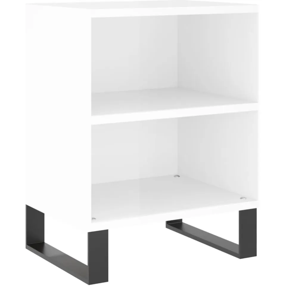 vidaXL Nachtkastjes 2 st 40x30x50 cm bewerkt hout hoogglans wit