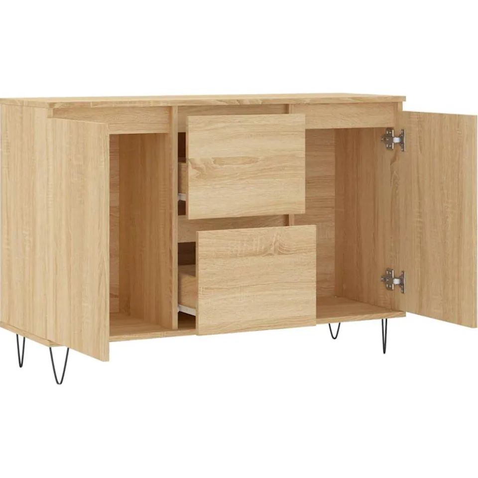 vidaXL Dressoir 101,5x35x70 cm bewerkt hout sonoma eikenkleurig, foto 4