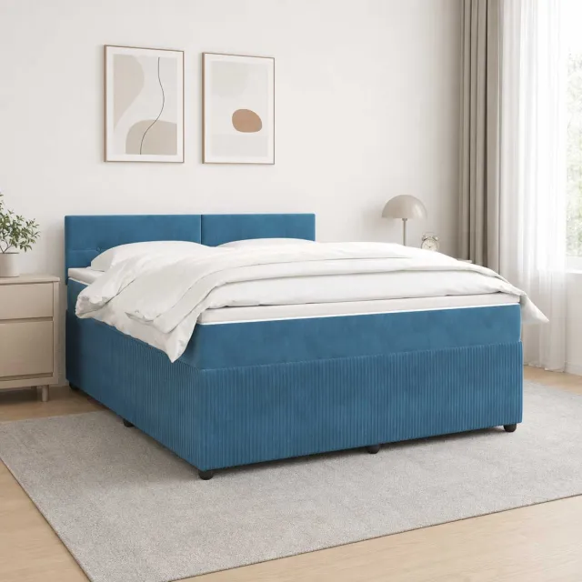 vidaXL Boxspringbed met matras Blauw 160 x 200 cm Fluweel