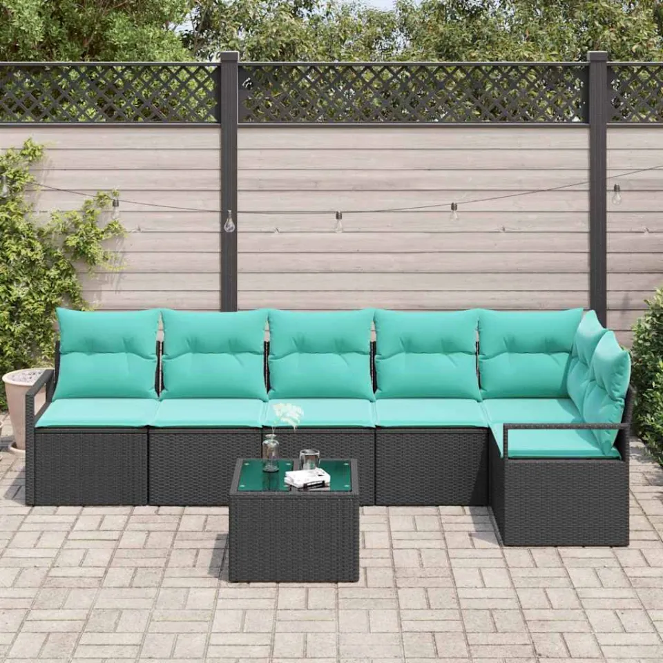 vidaXL Bankstel 7 st Zwart poly rattan, foto 3