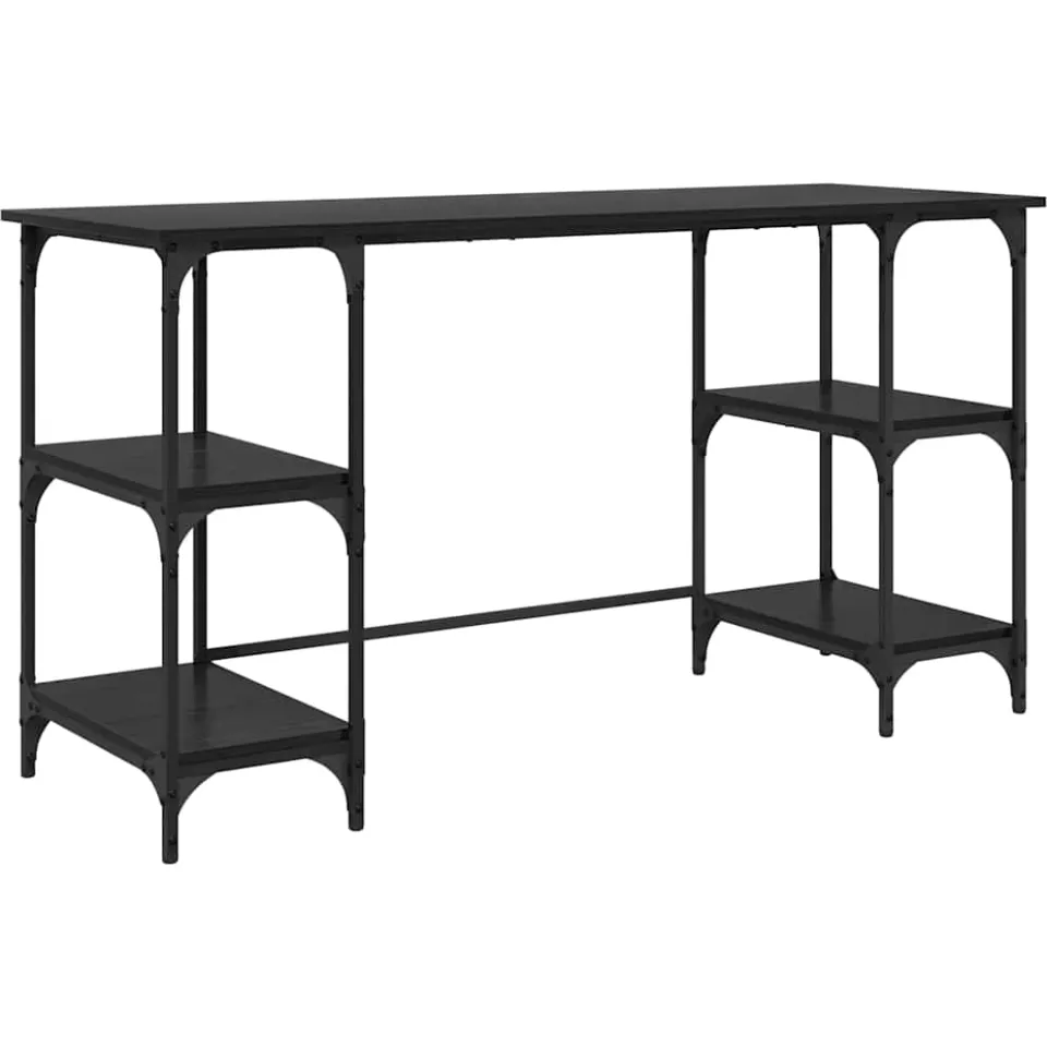 vidaXL Bureau Zwart Eiken Bewerkt hout 140 x 50 x 75 cm, foto 3