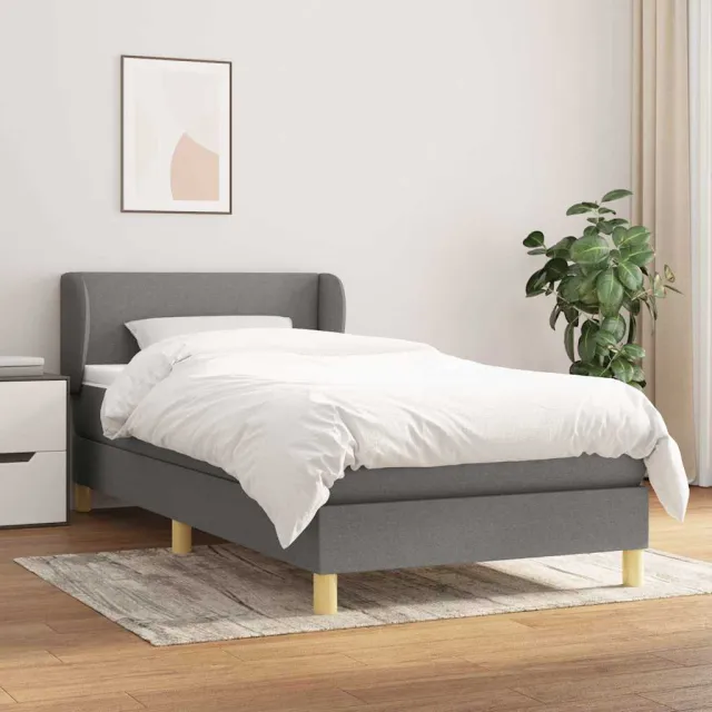 vidaXL Boxspring met matras stof donkergrijs 90x190 cm grijs