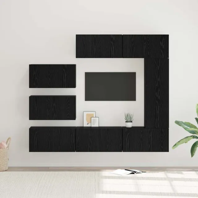 vidaXL Tv-meubelset 8 st 30,5 x 30 x 90 cm Zwart Eiken, foto 2