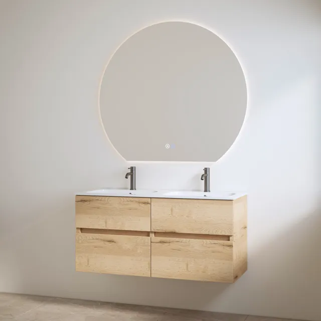Best Design Duo Wastafel 2 Kraangaten met Onderkast Best Design Bora 120 cm Halifax Hout