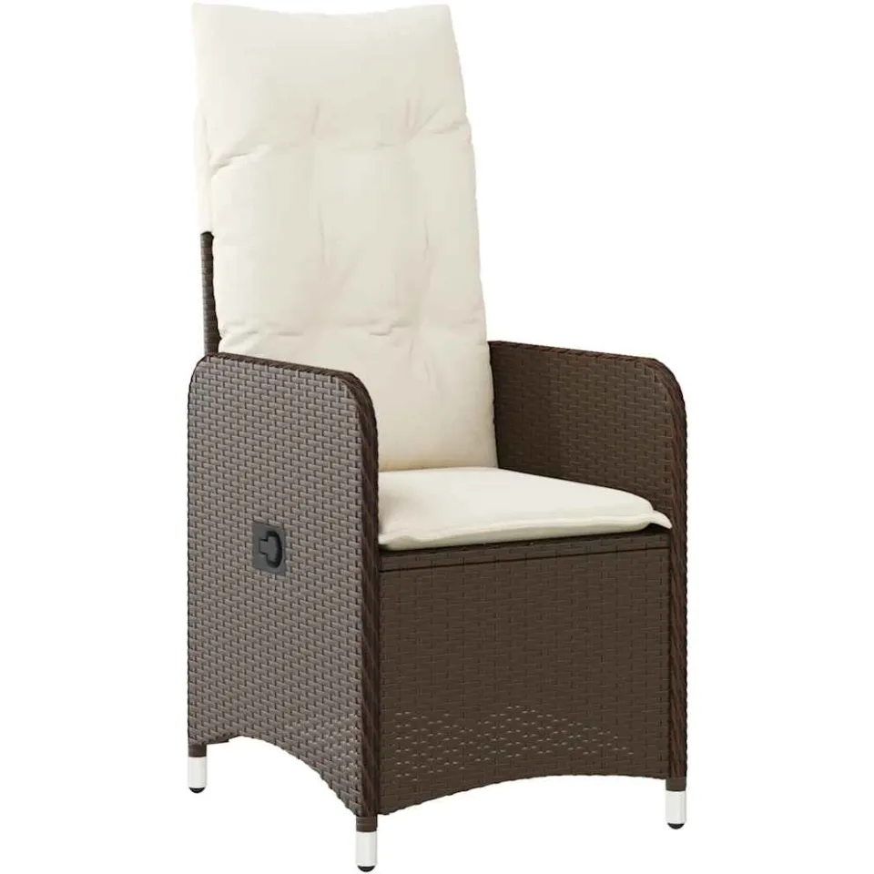 vidaXL 11-delige Bistroset met kussens poly rattan bruin