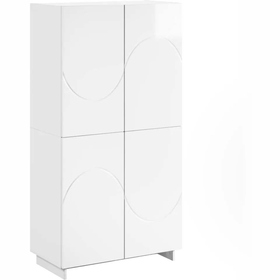 vidaXL Hoge kast Hoogglans Wit 79 x 41 x 151 cm Bewerkt hout, foto 3