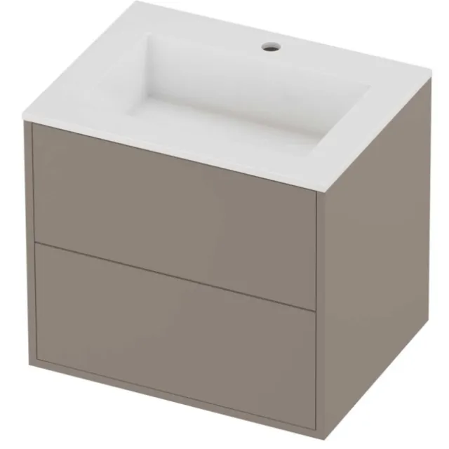 Proline Aristo Badmeubelset Polystone Elegant In Kader 60x46x54 cm Glans Wit Clay Beige