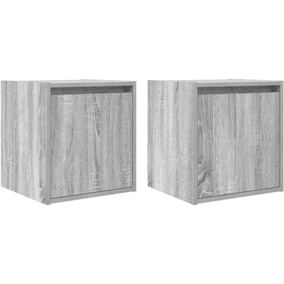 vidaXL Nachtkastjes 2 st wandgemonteerd 38x34x40 cm grijs sonoma eiken