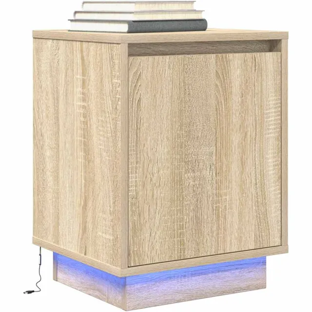 vidaXL Nachtkastje met led-verlichting 38x34x50 cm sonoma eikenkleurig