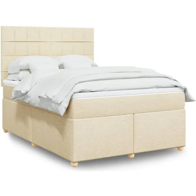 vidaXL Boxspring met matras stof crèmekleurig 160x200 cm