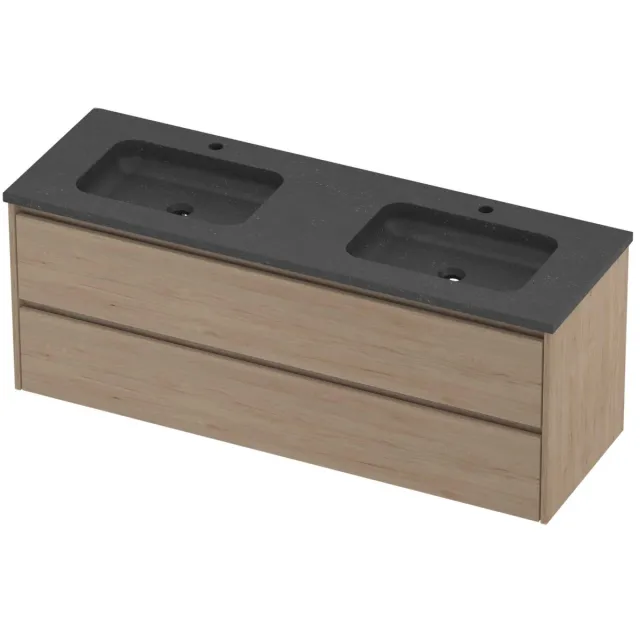 Proline Rollo Badmeubelset Hardsteen Elegant 2 Gaten 140x46x54 cm Blue Stone Ideal Oak Eiken