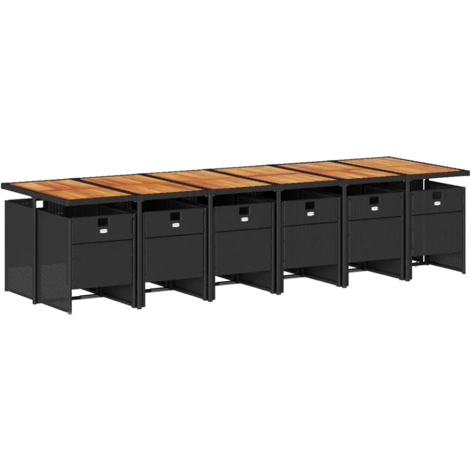 vidaXL 13-delige Tuinset met kussens poly rattan zwart, foto 2