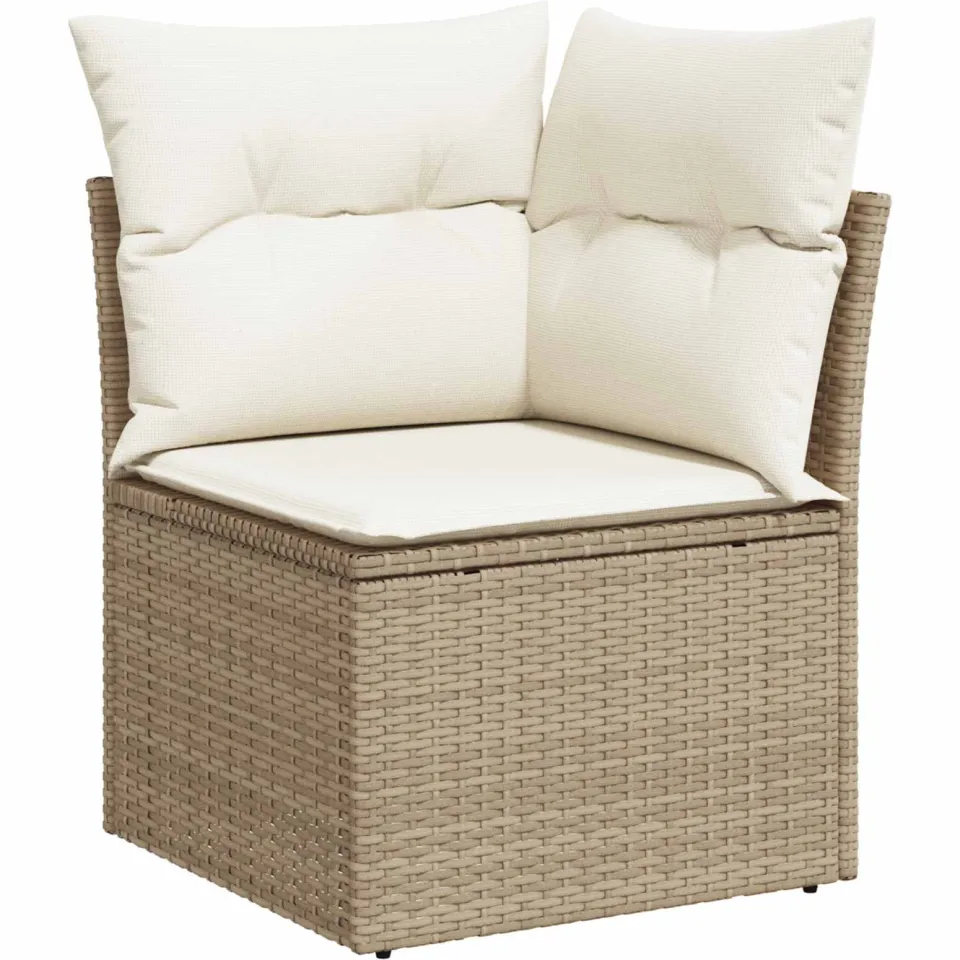 vidaXL Tuinbankenset 11 st Beige poly rattan, foto 4