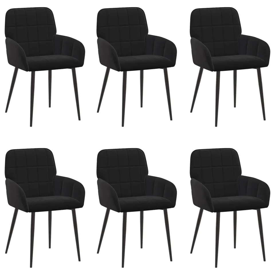 vidaXL Eettafelstoelen 6 st fluweel Zwart 56.5 x 50 x 85 cm, foto 3