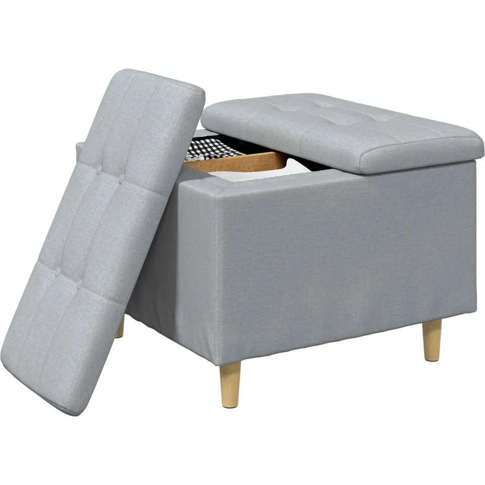 vidaXL Ottoman met Opbergruimte Lichtgrijs 60 x 60 x 45 cm Stof