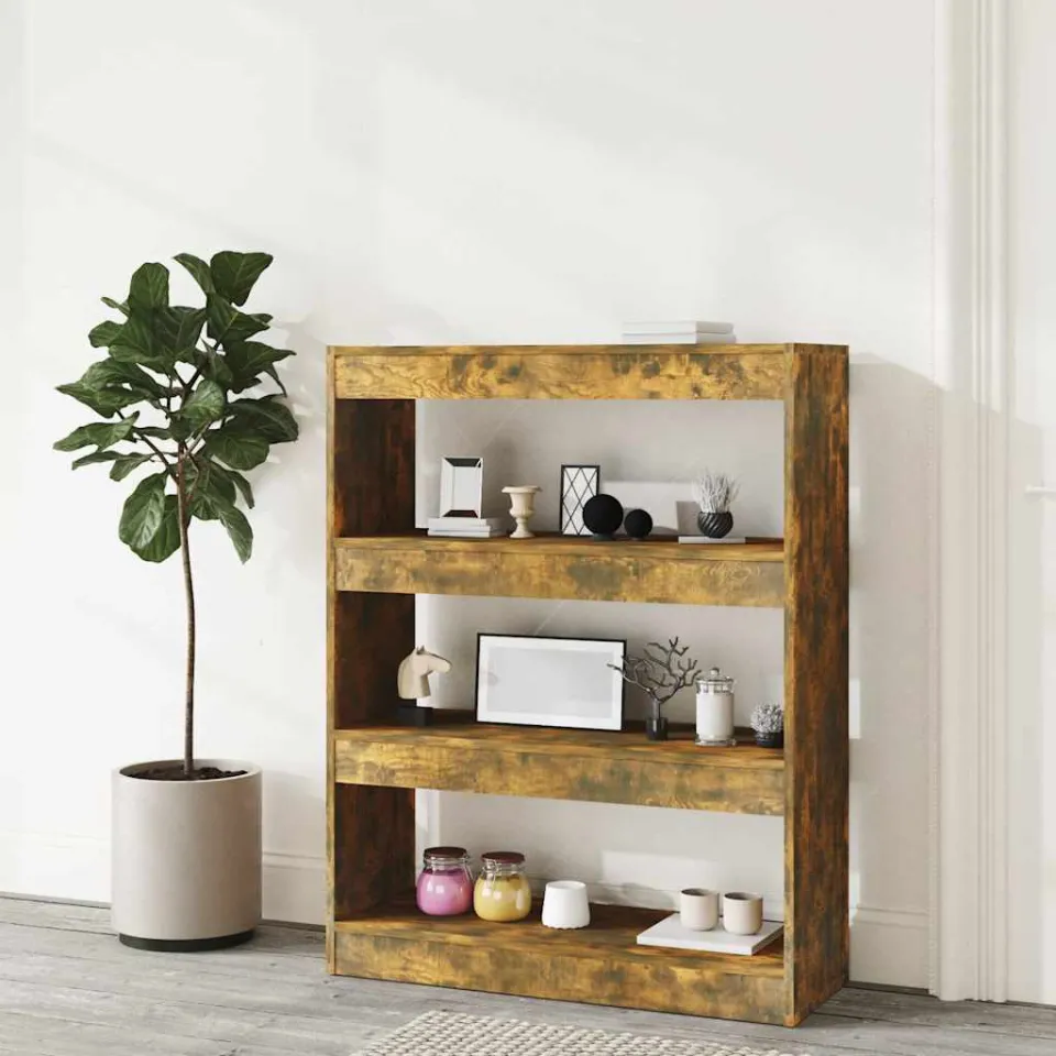 vidaXL Boekenkast/kamerscherm 80x30x103 cm bewerkt hout gerookt eiken, foto 3