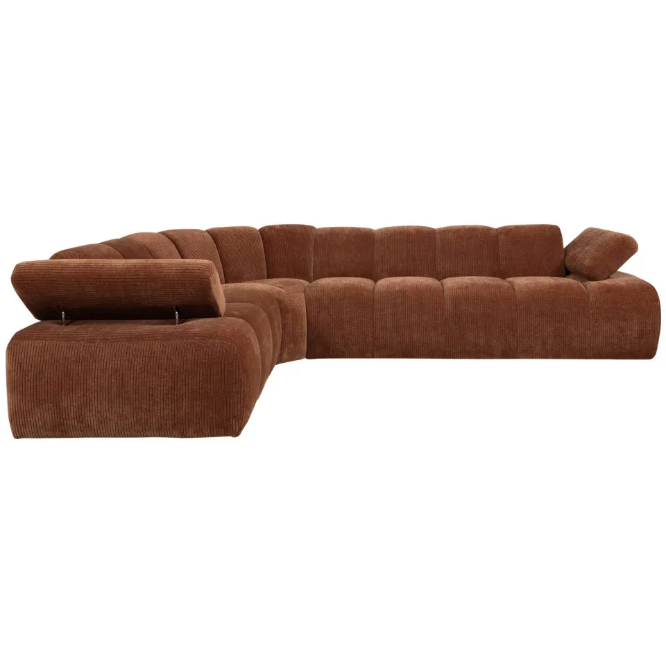 WOOOD Mojo Hoekbank Links - Ribstof - Roest Bruin - 74x310x230, foto 2