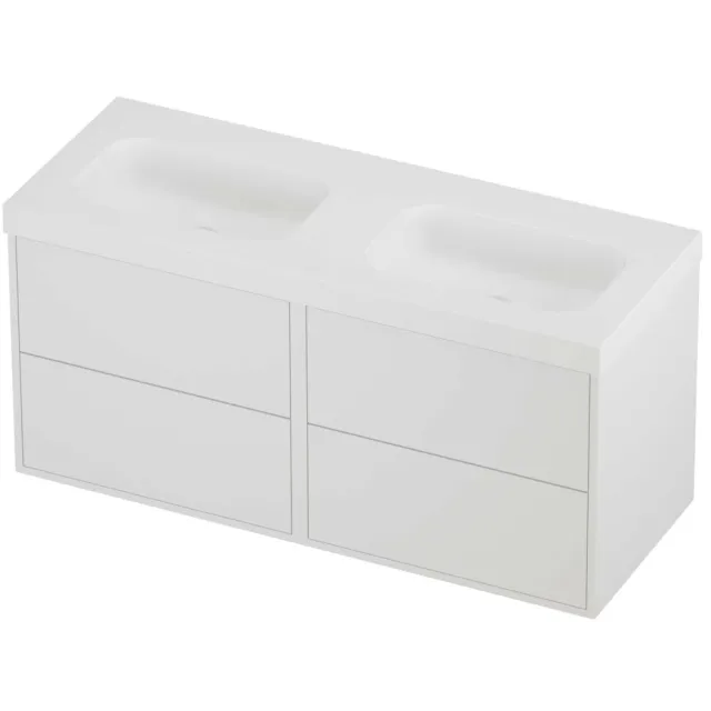 Proline Haga Badmeubelset Polystone Mezza Zonder Gat 120x46x58 cm Mat Wit Mat White