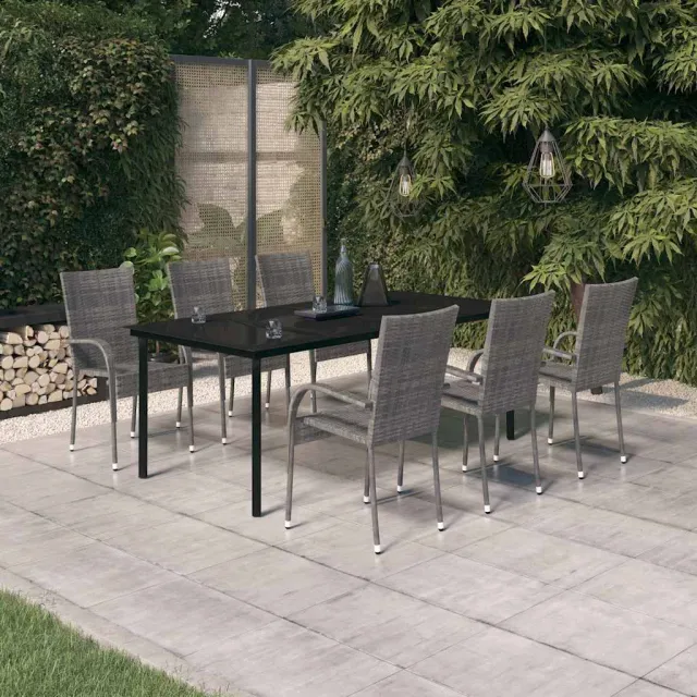 vidaXL 7-delige Tuinset grijs en zwart, foto 2