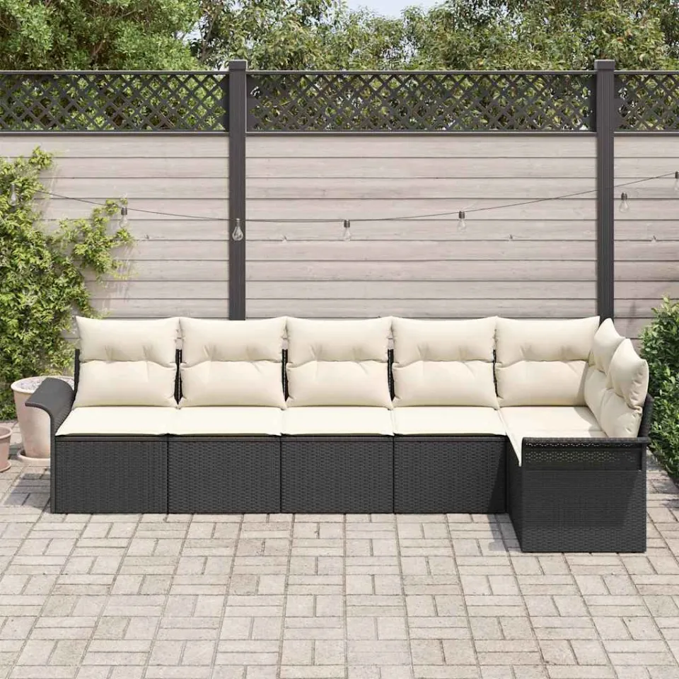 vidaXL Tuin Sofa Set 6 st Zwart poly rattan, foto 2