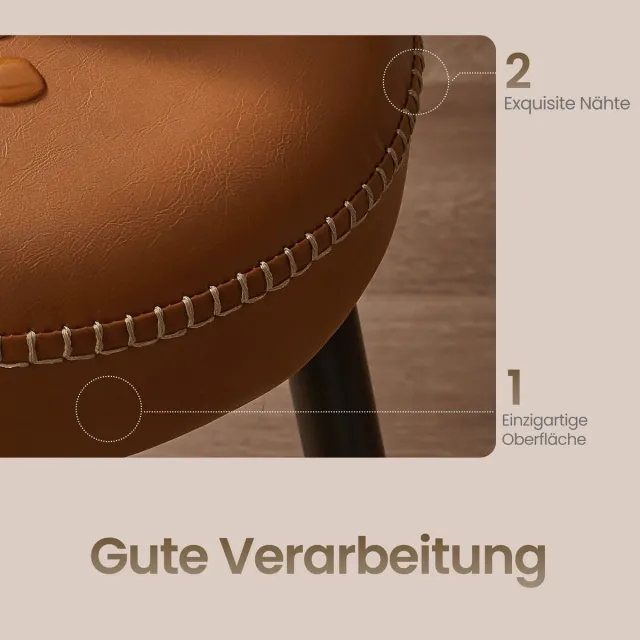 Songmics Set van 2 barkrukken – Kunstleer – 76,2 cm hoog – Bruin – Voor keuken en eetkamer