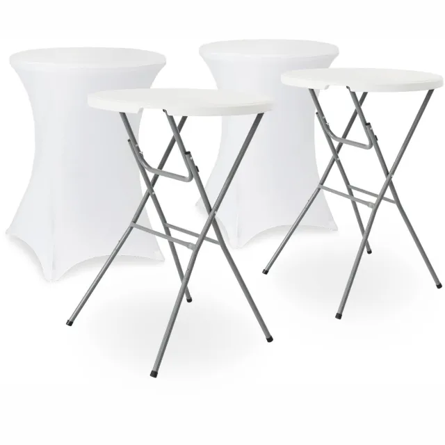sweeek 2x statafel gala met hoes, ø80cmx110cm Wit