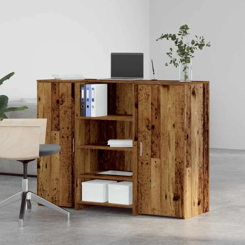vidaXL Receptiebalie 135x50x103,5 cm bewerkt hout oud houtkleurig bruin, foto 2