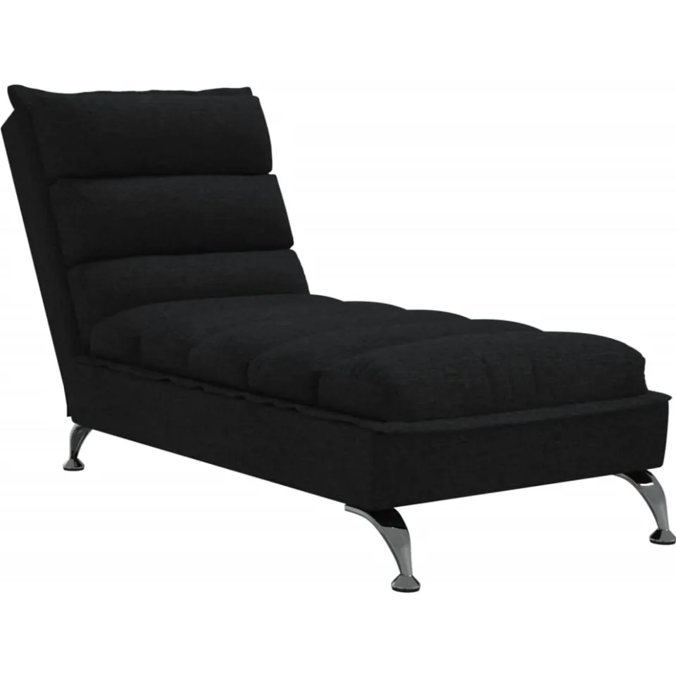 vidaXL Chaise longue met kussens stof zwart