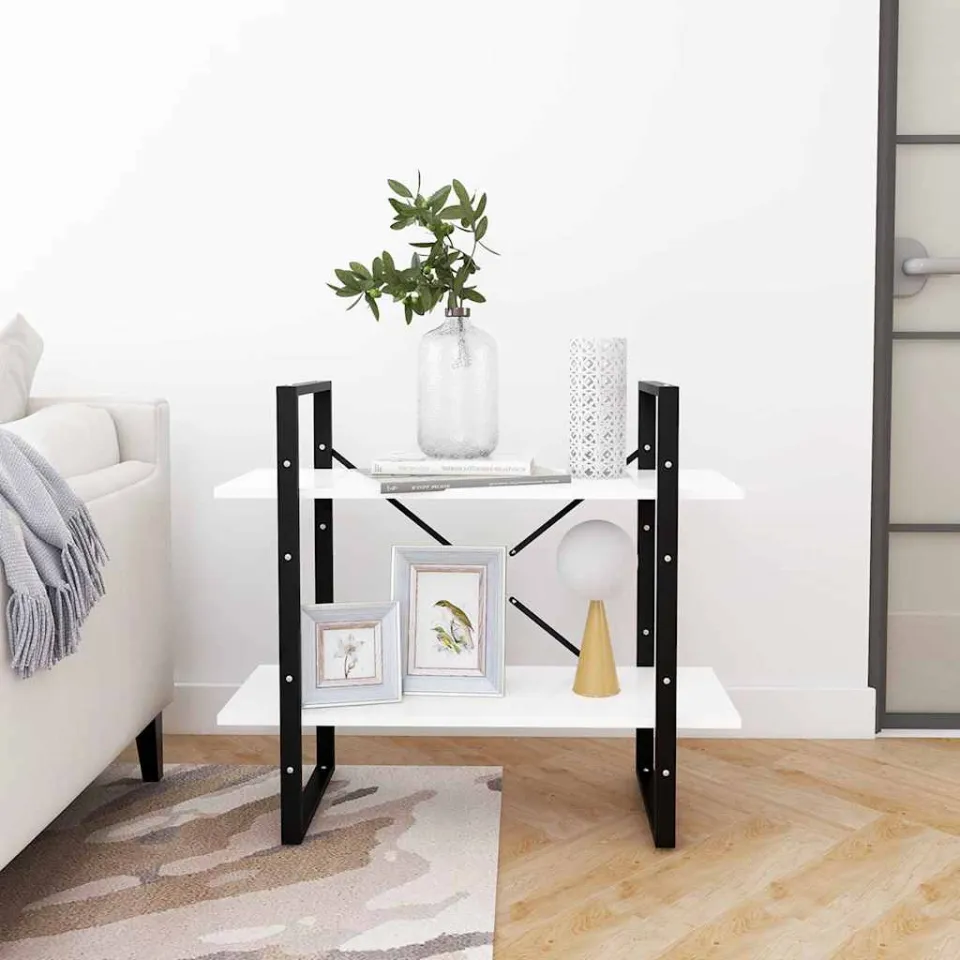 vidaXL Boekenkast met 2 schappen 80x30x70 cm bewerkt hout wit, foto 3