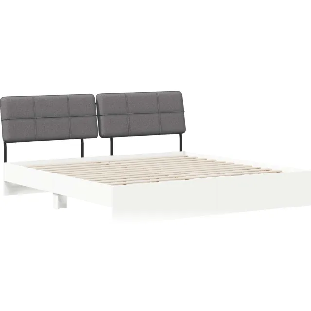 vidaXL Tweepersoonsbed met hoofdbord Wit en Lichtgrijs 180 x 200 cm